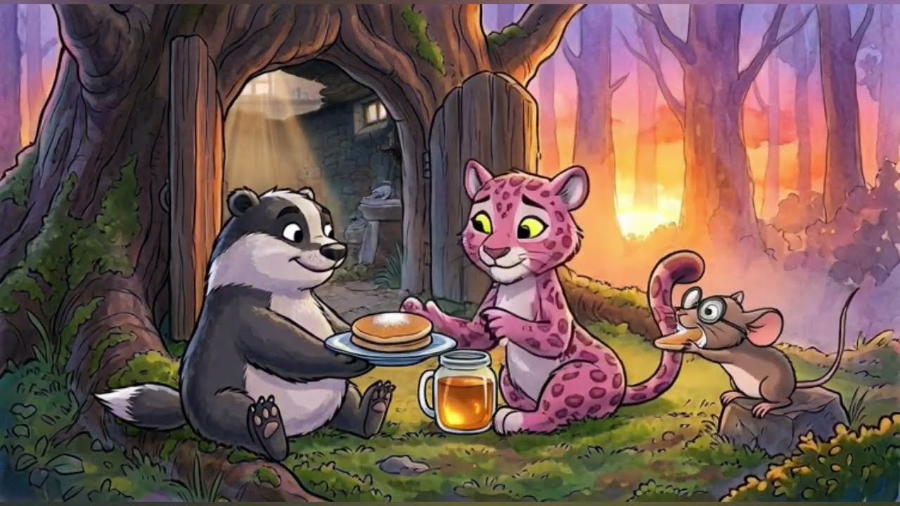 The Great Pancake Avalanche 🥞 | A Quirky Pink Leopard Cartoon | Hand-Drawn Animation