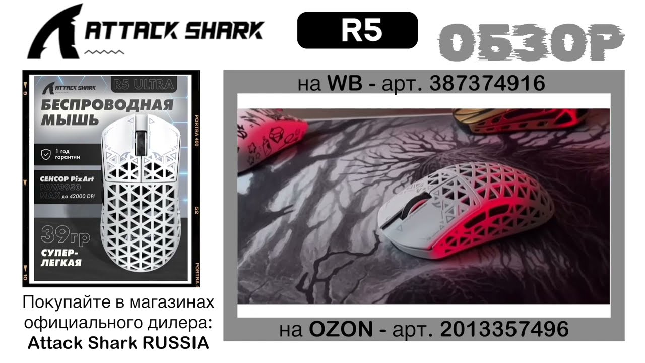 ATTACK SHARK R5 ULTRA WHITE &mdash; ОБЗОР СУПЕРЛЁГКОЙ МЫШКИ НА КАРБОНЕ | ГАЙД