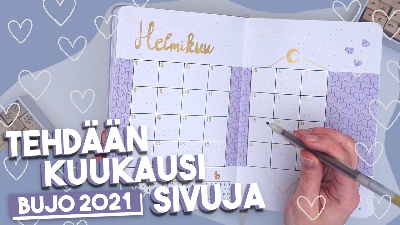 Tehdään kuukausi sivuja 💜 | BUJO 2021