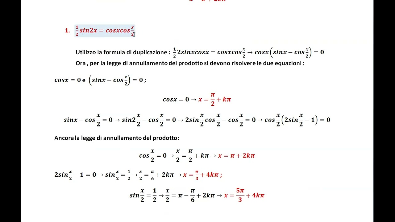 esercizi relativi alle equazioni goniometriche parte 2