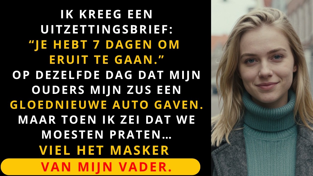 Ik kreeg 7 dagen om mijn huis te verlaten.Diezelfde dag gaven mijn ouders mijn zus een nieuwe auto.