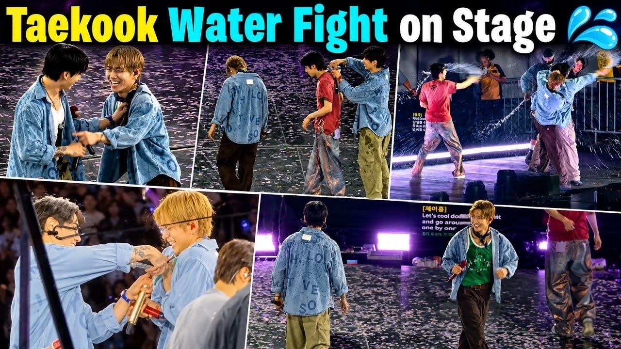 Taekook Water Fight on Stage 💦 | BTS V & Jungkook Funny Concert Moments in NYC 2026 #taekook #jk #v 