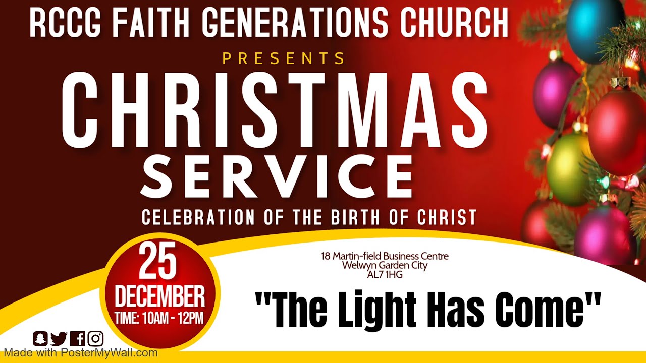 The Light Has Come //  Christmas Service  // RCCG Faith Generations Church