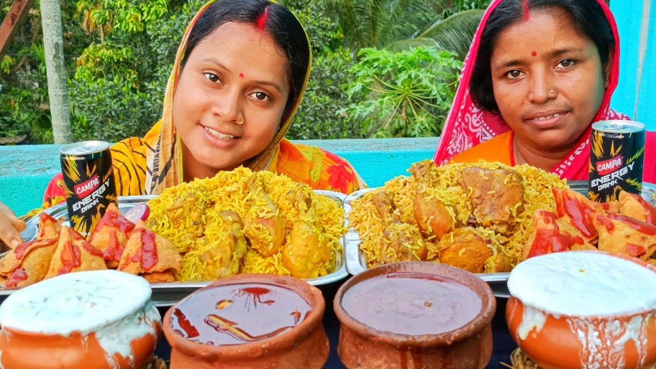 chicken biryani, rayta, samosa, gravy & cold drinks challenging video... With punishments 🤮