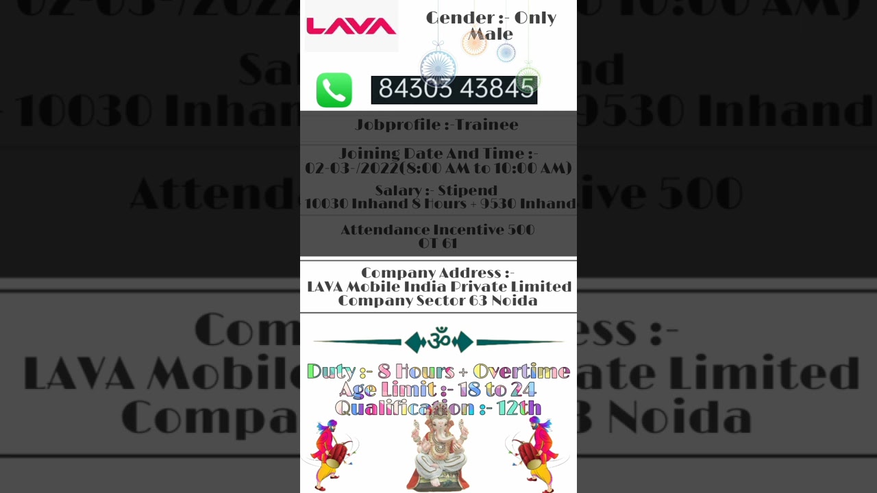 Latest Noukari #Lava jobs #jobs  Company #14000 #noida #12thclass job