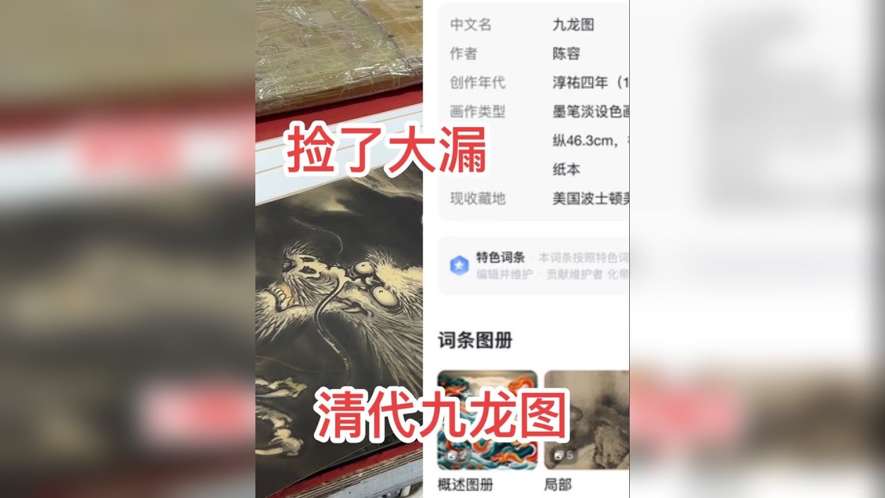 太激动了，捡了大漏了，清代九龙图 一线地摊淘宝古玩古董字画