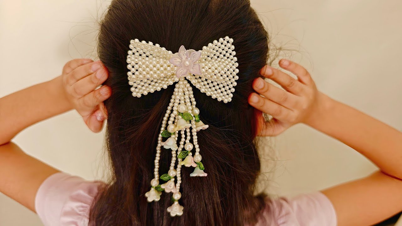 Bow hair accessories| handmade pearl bow hair clip| handmade hair jewellery 