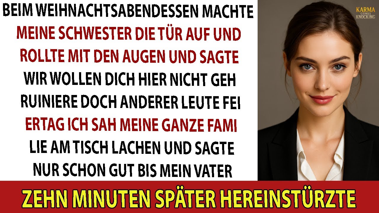 Beim Weihnachtsessen sagte meine Schwester: „Wir wollen dich nicht“, als sie mir die Tür öffnete.