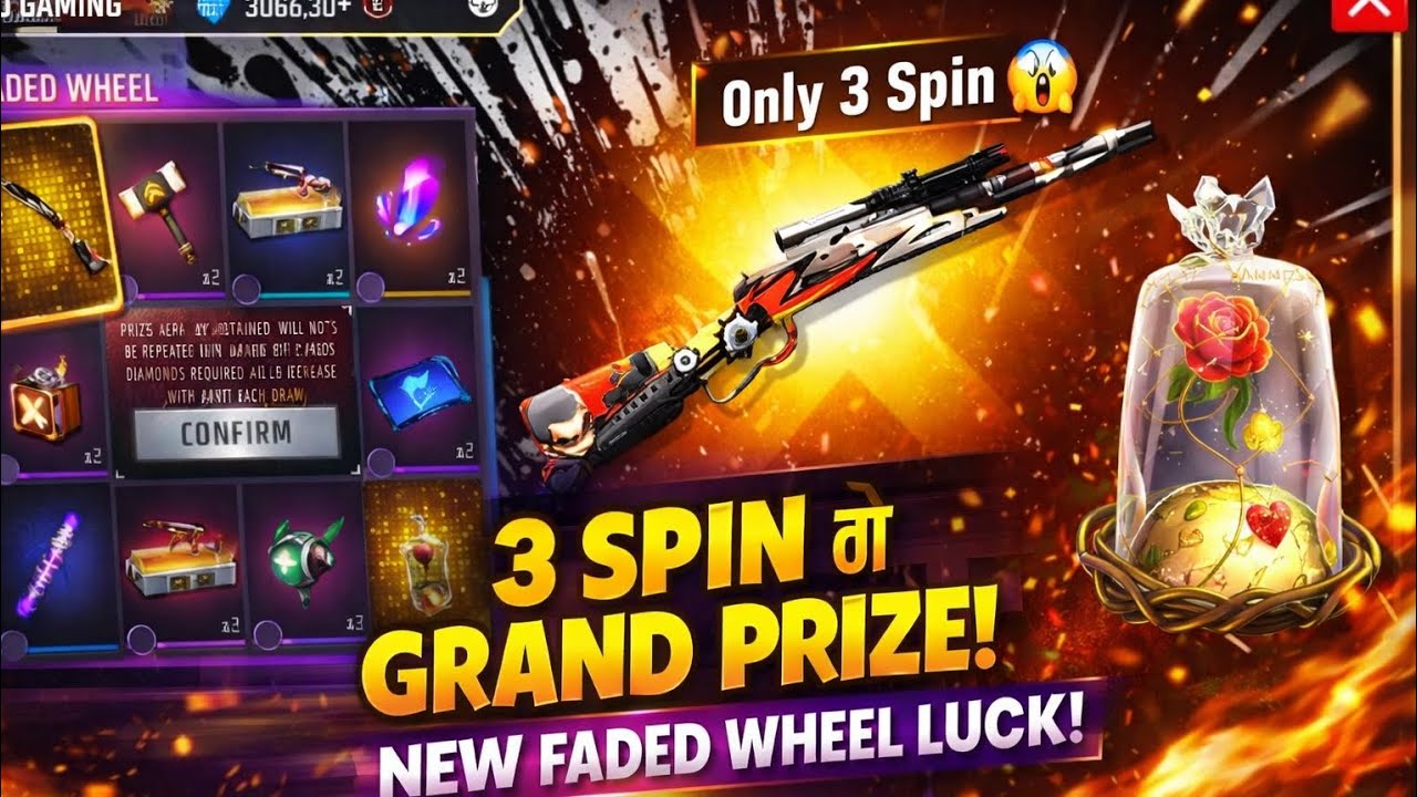 Winchester Event Free Fire🔥| 3 Spin Grand Prize 😱 | New Faded Wheel Luck Royale | FF Event Update BD