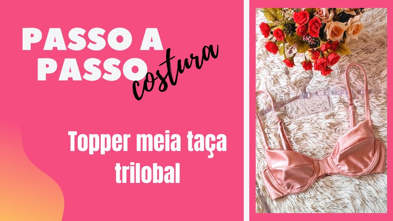 Como fazer biquíni meia taça | Sem pespontadeira | #caamemoldes