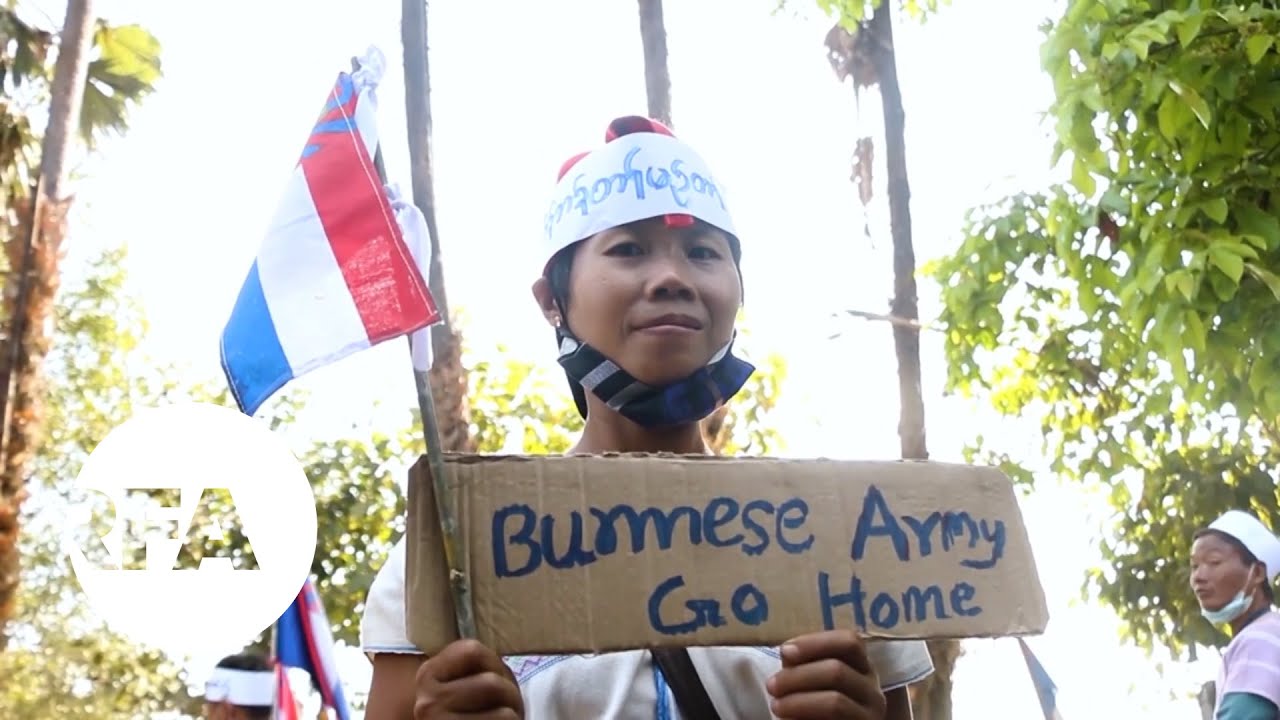 Protesters in Myanmar&rsquo;s Karen and Mon State Call For Military Withdrawal