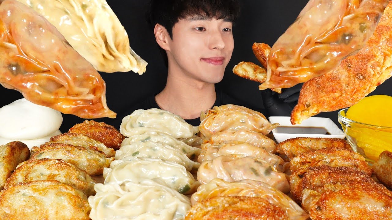 ASMR MUKBANG FRIED DUMPLINGS & SPICY DUMPLINGS & MEAT DUMPLINGS & STEAMED BUN🥟