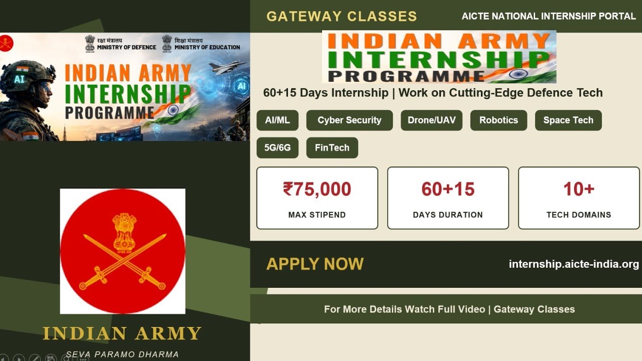 Indian Army Internship Programme 2026 | AICTE National Internship Portal &mdash; Apply Now| Indian Army