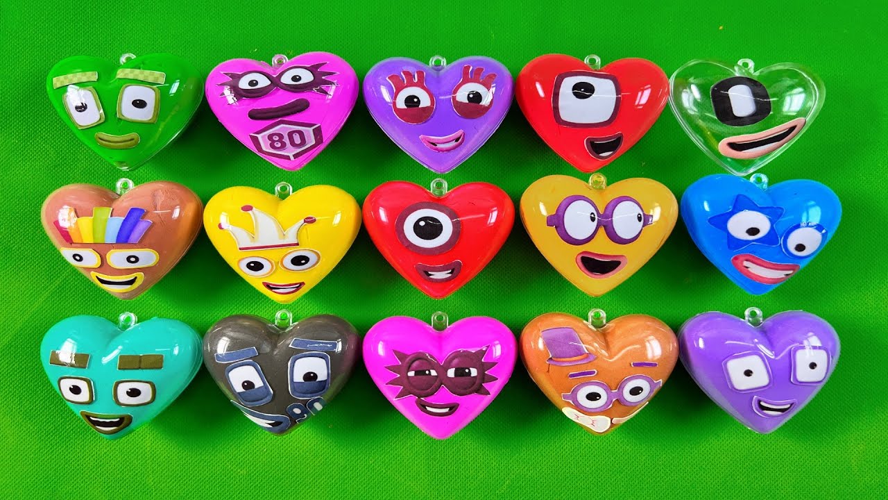 Numberblocks - Looking Clay With Mini Heart Coloring! Satisfying Clay Video, ASMR
