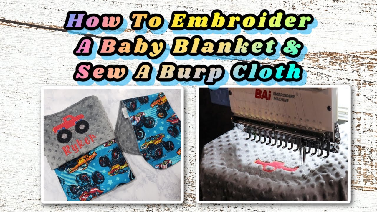 How To Embroider A Baby Blanket And Sew A Burp / How To Add Tags To Baby Blankets / Etsy Studio Vlog