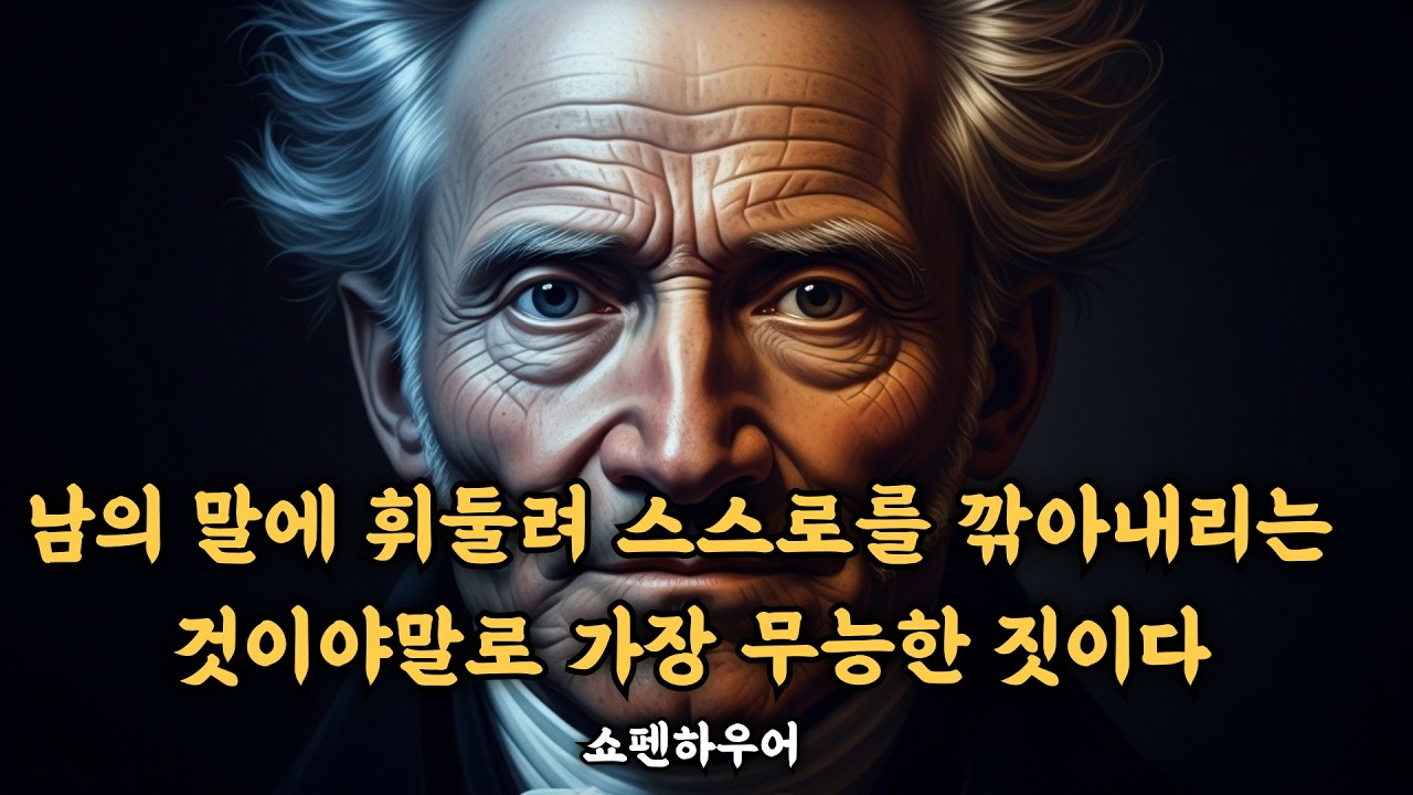 남의 말에 휘둘려 스스로를 깎아내리는 것이야말로 가장 무능한 짓이다 #쇼펜하우어 #쇼펜하우어명언 #자존감#자존감회복 #타인의시선 #남의눈치#남의평가 #자기비하 #자기존중#인생명언