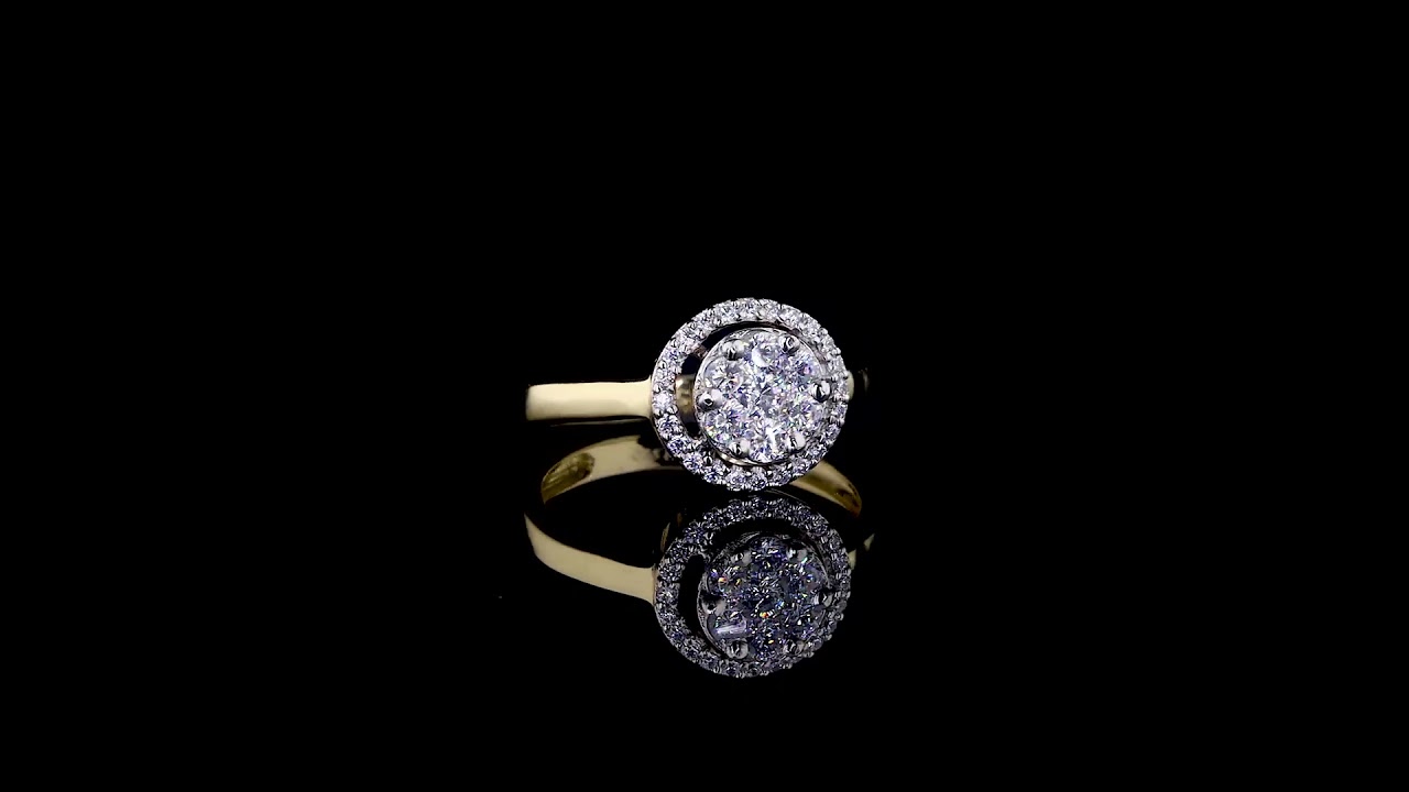 Diamtrendz l Round Floral Diamond Ring l Pave Setting l Handmade Ring l Wedding l Women l RS-YG-163
