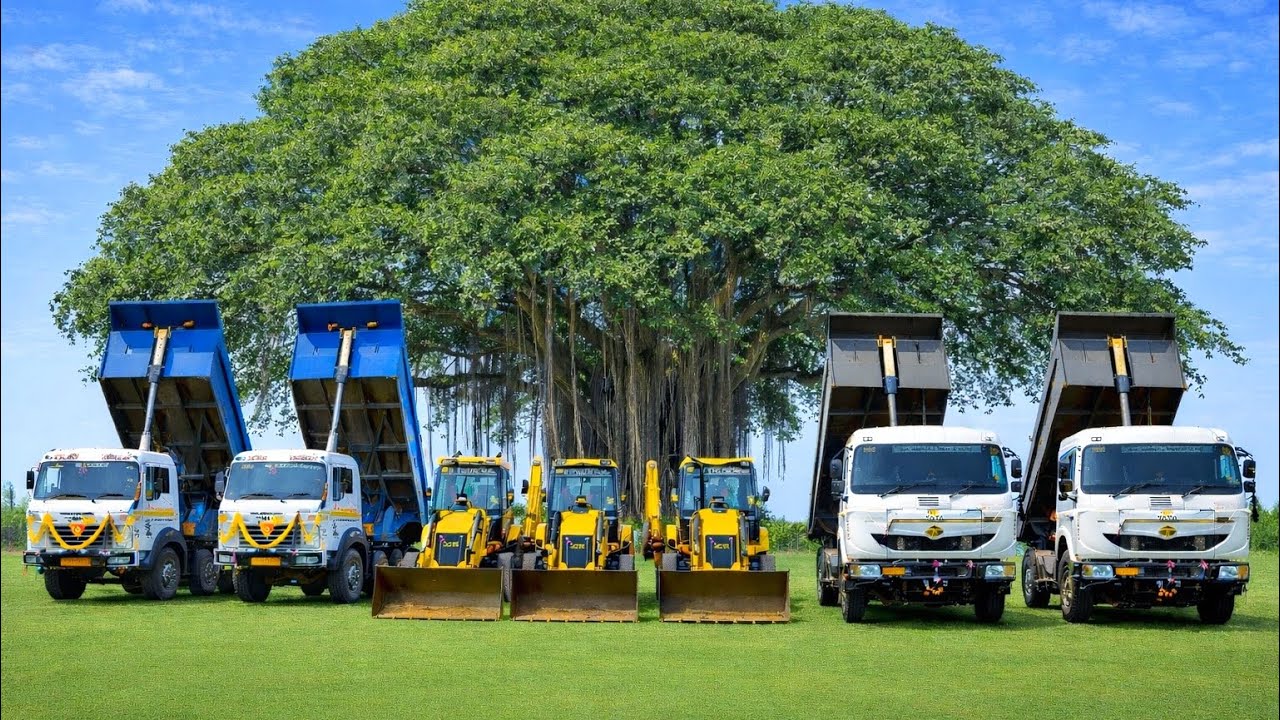 JCB 3Dx 🟡Backhoe Machine Loading Mud in 2 TATA Signa Truck 🚚 | Swaraj 855 Tractor 🚜 Bharatbenz Truck