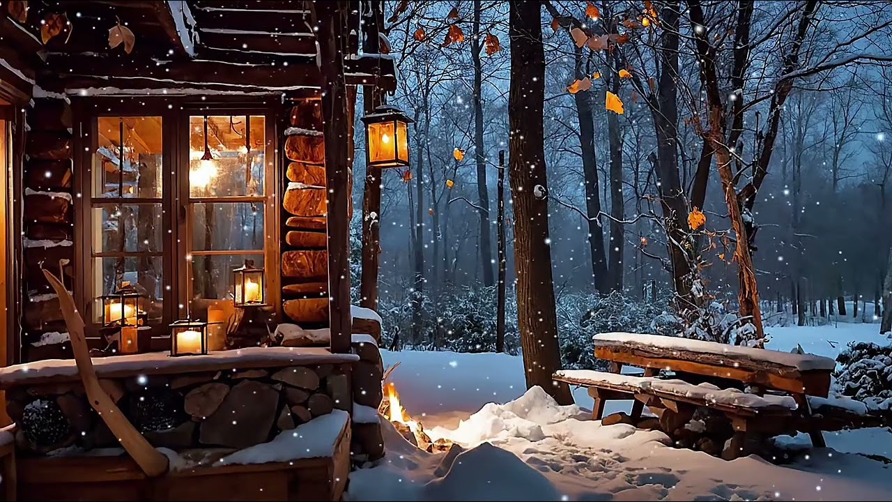 Snowy Winter Cabin ❄️ Cozy Piano Music for Relaxation, Study & Sleep