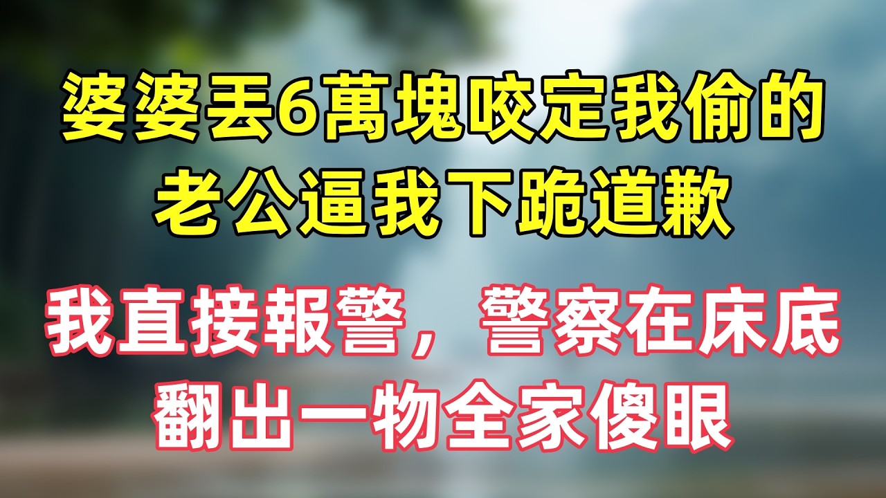 婆婆丟6萬塊咬定我偷的，老公逼我下跪道歉，我直接報警，警察在床底翻出一物全家傻眼。