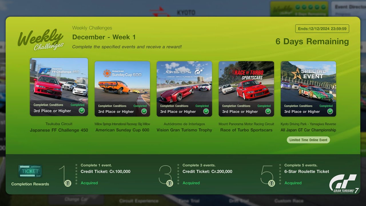 Gran Turismo 7: Weekly Challenges December 2024 Week 1 All Events - JGTC Round 4 & Umm [PS5]