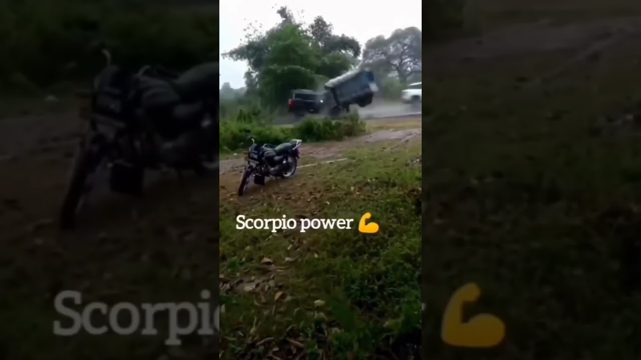 Scorpio vs truck dangerous accident #scorpio dream status #scorpio power #king #shorts #video 👿💙