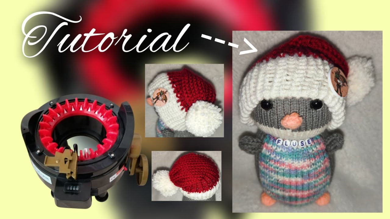 🎅🏽 Kleine Weihnachtsmannmütze auf der 22 Nadel-Strickmaschine 🎅🏽