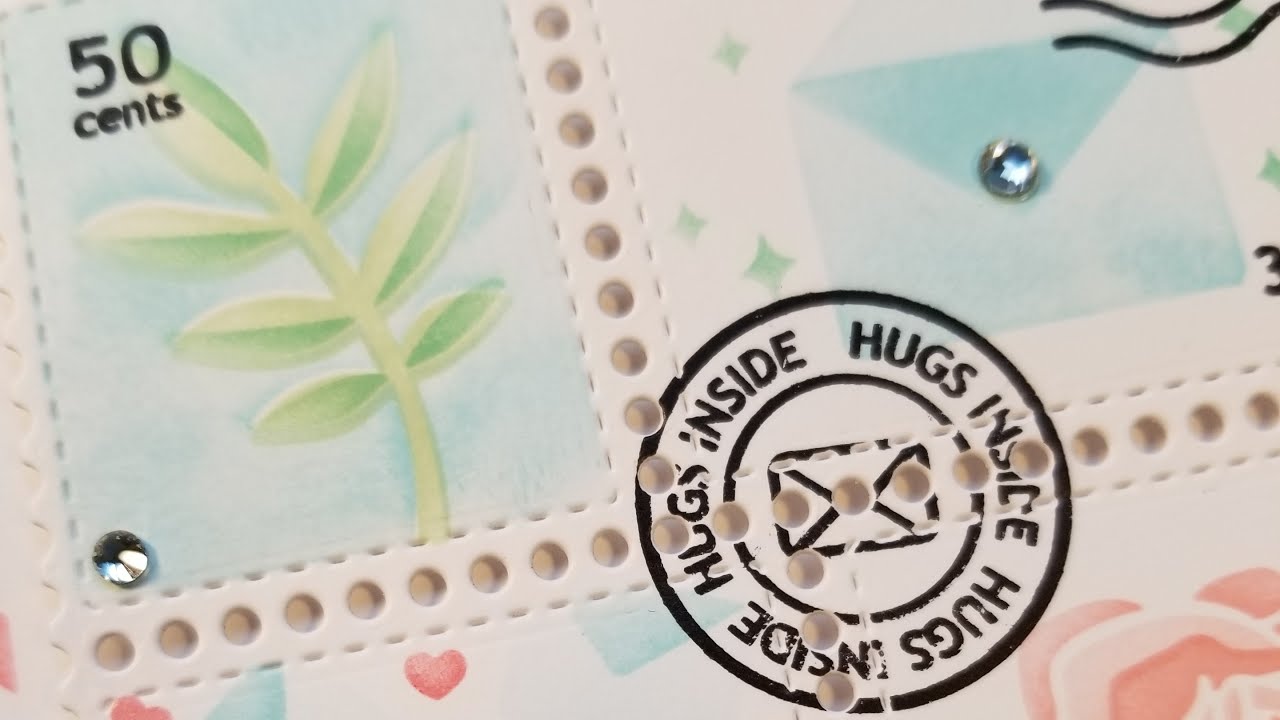 Craft along and create a sweet handmade postage card using Waffle Flower dies, stamps, and stencils