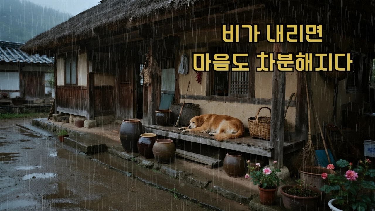 🌧️시골집 처마 아래, 빗소리 속 깊이 잠든 강아지의 포근한 동행 | 편안한 낮잠 ASMR