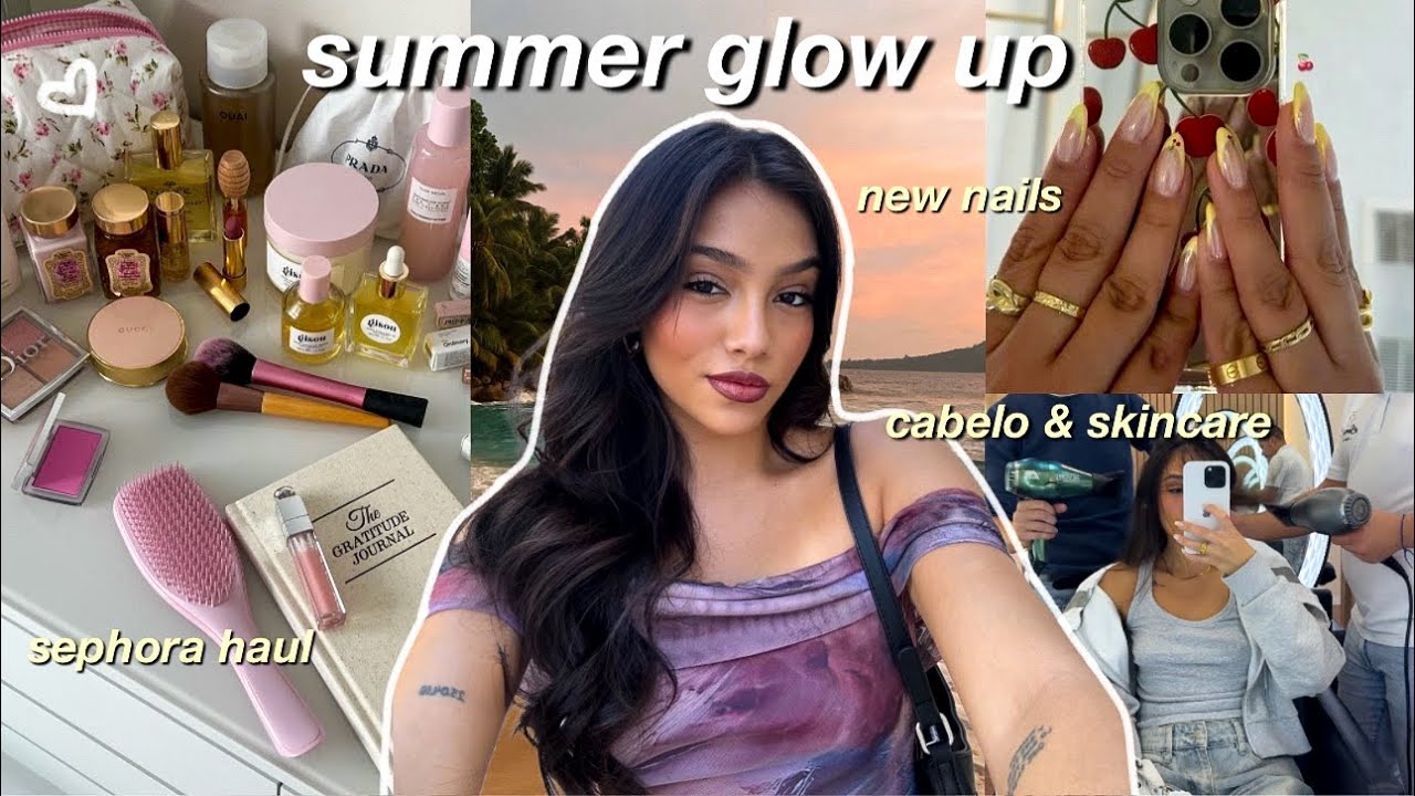 GLOW UP EM 24 HORAS PRO VERÃO || cabelo, new nails & sephora haul