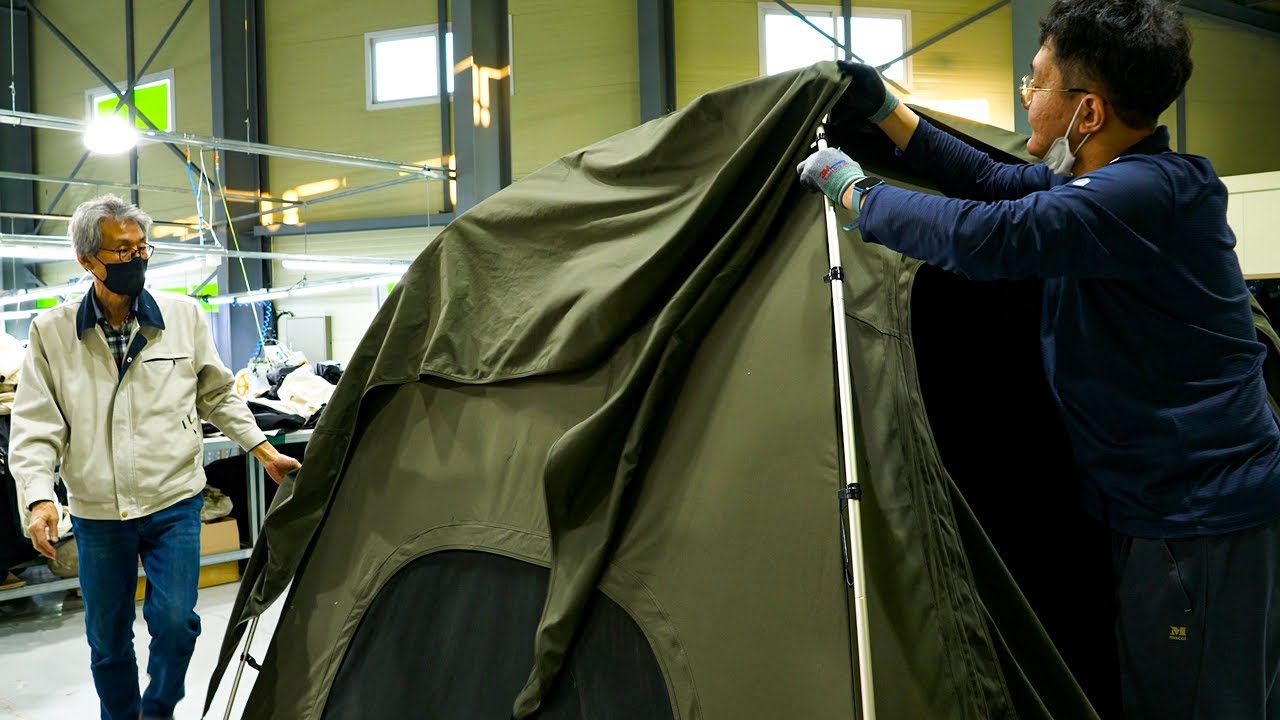 The process of building a tent for camping. a handmade tent factory