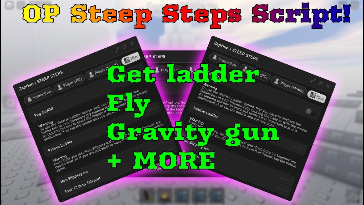 Steep Steps Script GUI [Get Ladder, Fly, Gravity Gun, Anticheat Bypass] + More| OP