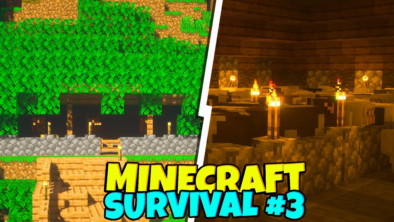 ⛺&Ccedil;iftlik Mağrası ve 2. Asma k&ouml;pr&uuml; yaptık!⛺ | Minecraft Survival #3 (Minecraft Hayatta Kalma)