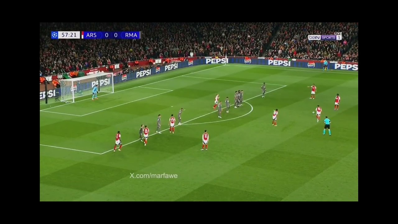 هدف ديكلان رايس الرائع فى مرمى ريال مدريد ( 3-0 )