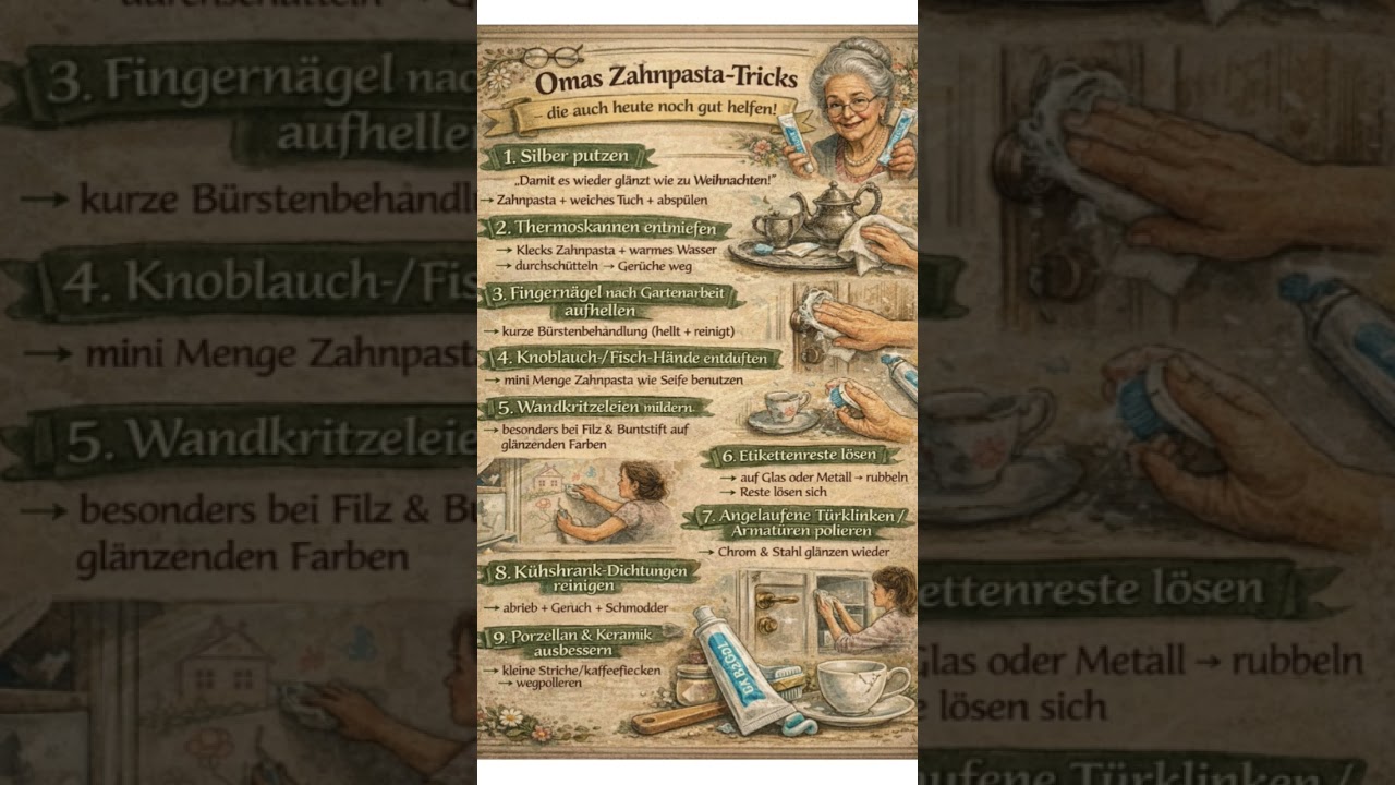 ZAHNPASTA: Omas TRICKS mit Zahnpasta, die heute noch gut helfen! PUTZEN Küche LIFEHACKS im ALLTAG