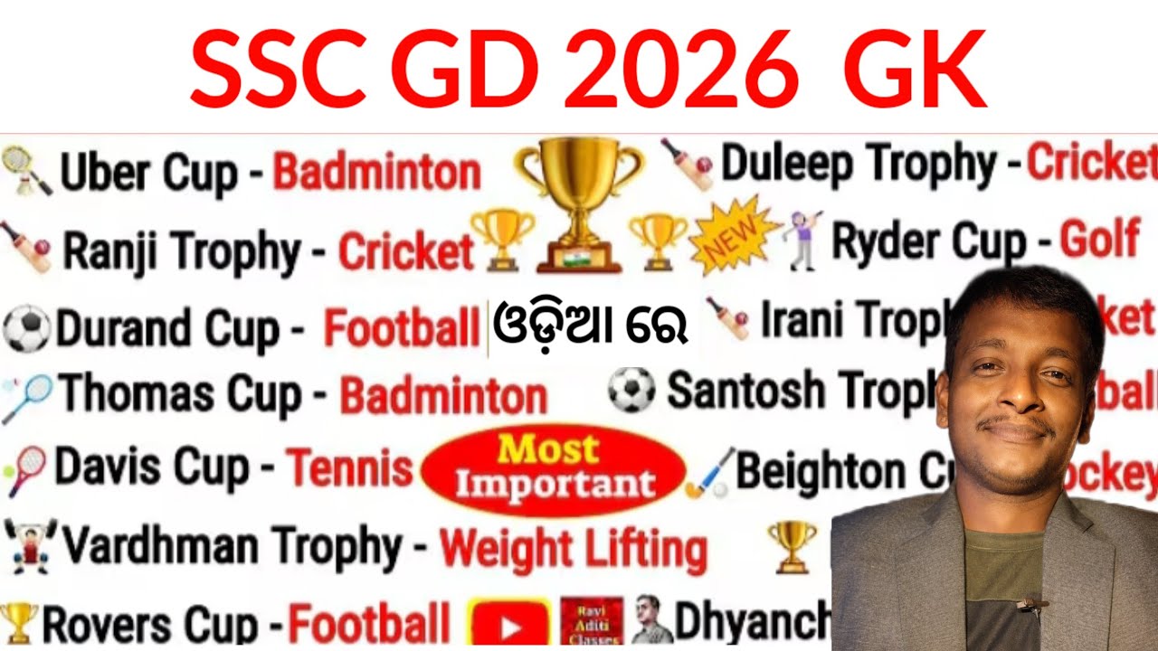 SSC GD 2026 Sports GK | Odia Sports GK Questions 🔥