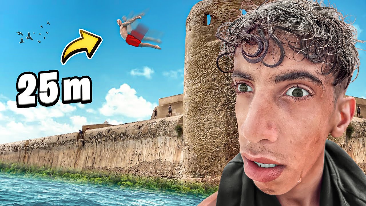 أصعب تحدي قفزة الموت - قفزة الأسطورية .. لا تقلدوها يحفظكم الله Cliff jumps 30m in Eljadida