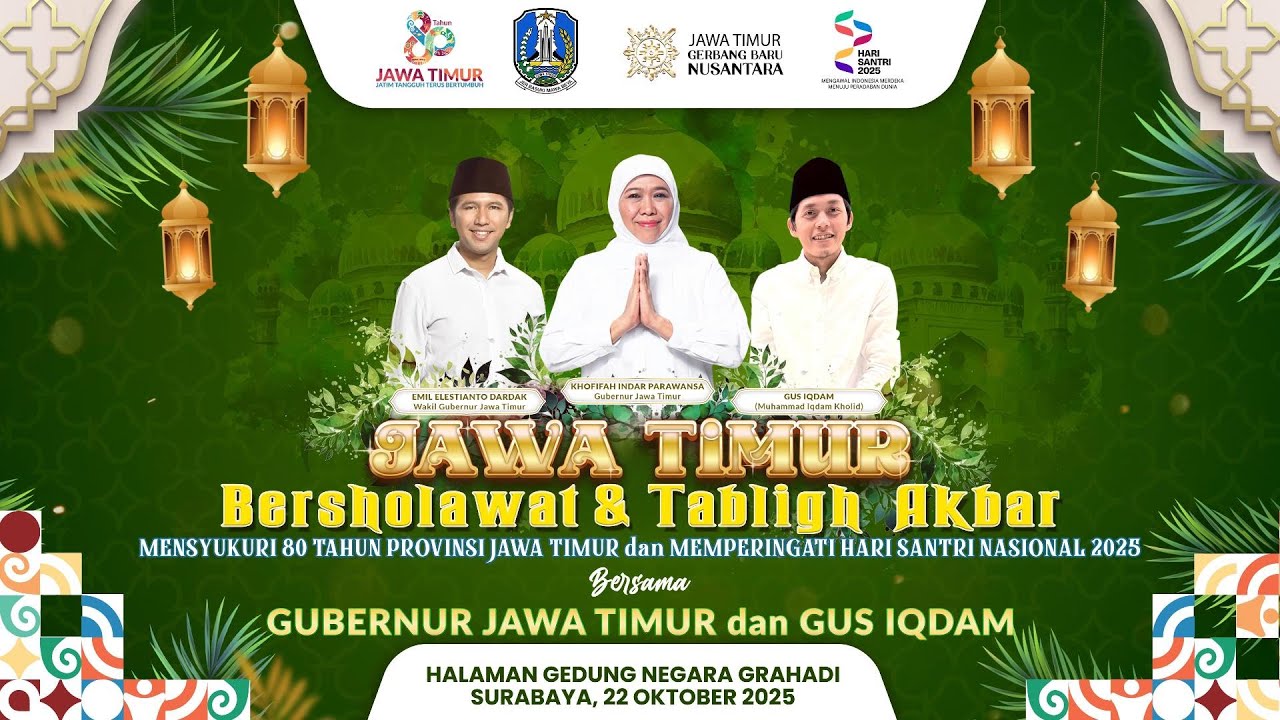🔴LIVE JAWA TIMUR BERSHOLAWAT DAN TABLIGH AKBAR BERSAMA GUS IQDAM, GUBERNUR DAN WAKIL GUBERNUR JATIM