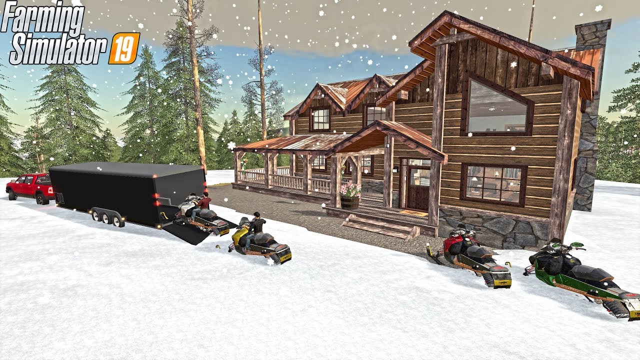 SNOWMOBILING ROAD TRIP (IOWA TO MONTANA) | RENTING AIRBNB CABIN DAY 1 | FARMING SIMULATOR 2019