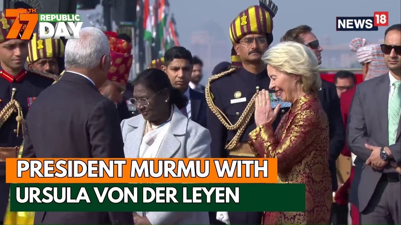 President Droupadi Murmu Steps Out Of The Rashtrapati Bhawan With EU Chief Ursula Von Der Leyen