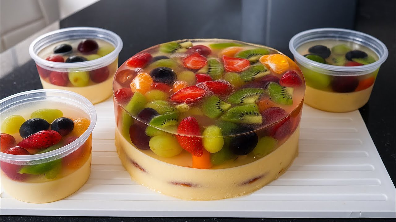 Ide kue ultah buat yang gak punya oven, Fruit Jelly Cheesecake Pudding