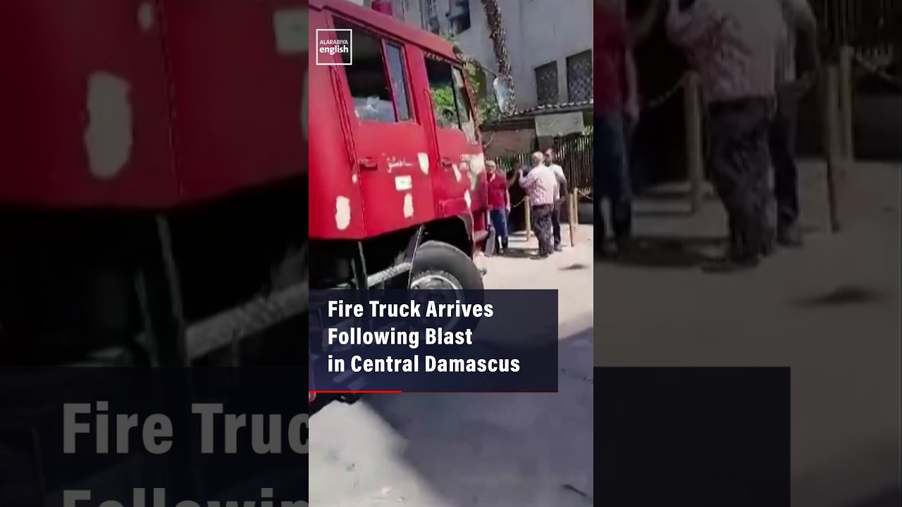 Fire Truck Arrives Following Blast in Central Damascus