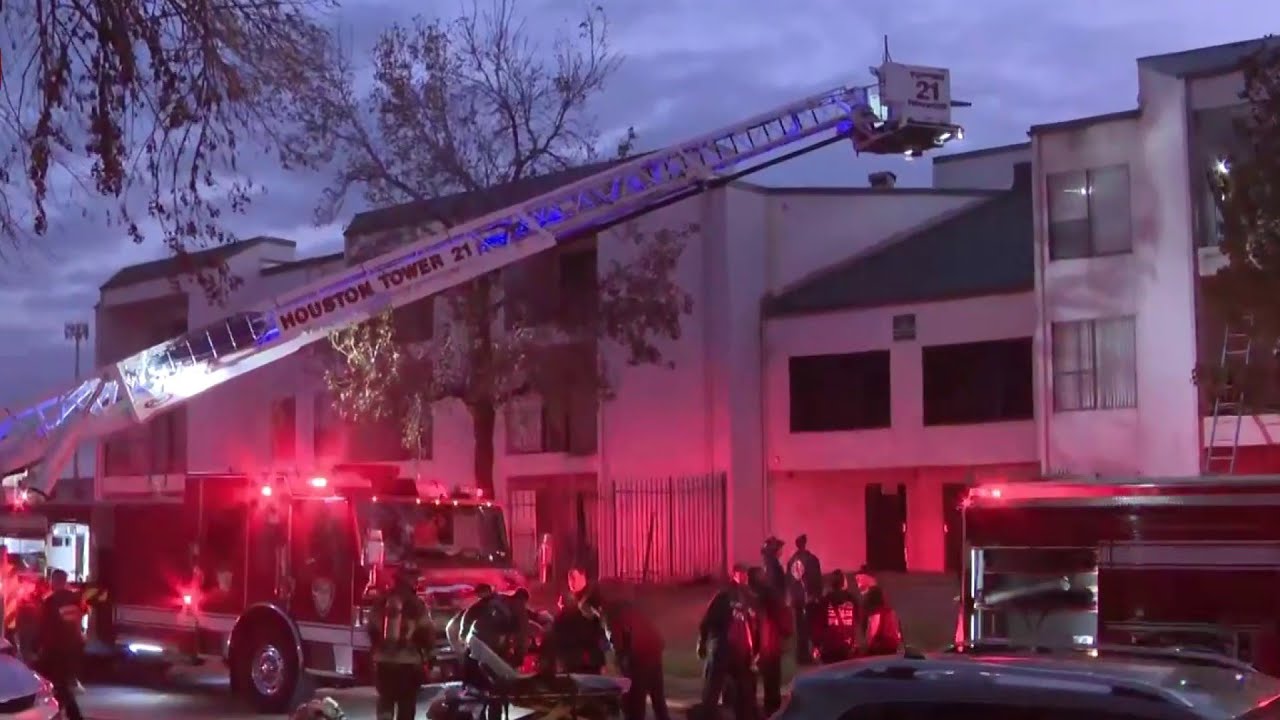Firefighters battling large apartment fire in southwest Houston