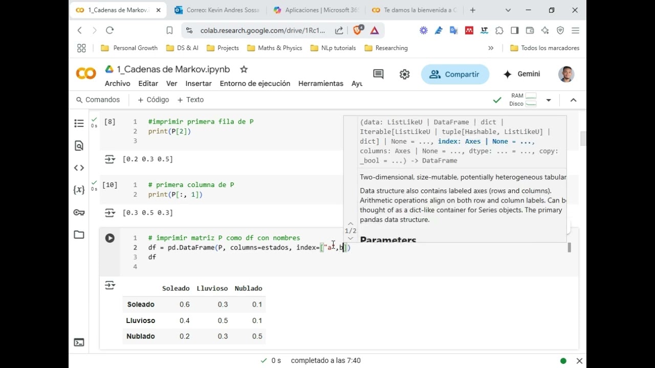 Cadenas de Markov python