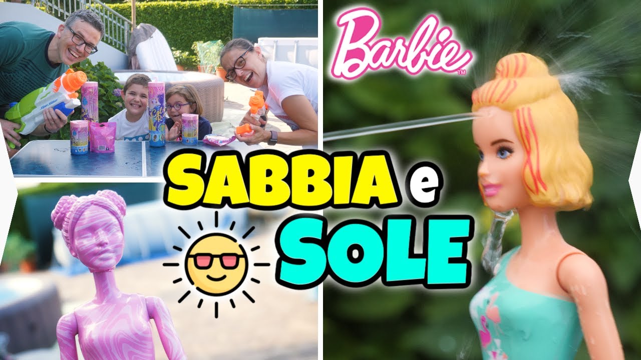 BARBIE SABBIA e SOLE Cambia Colore con ACQUA della PISCINA