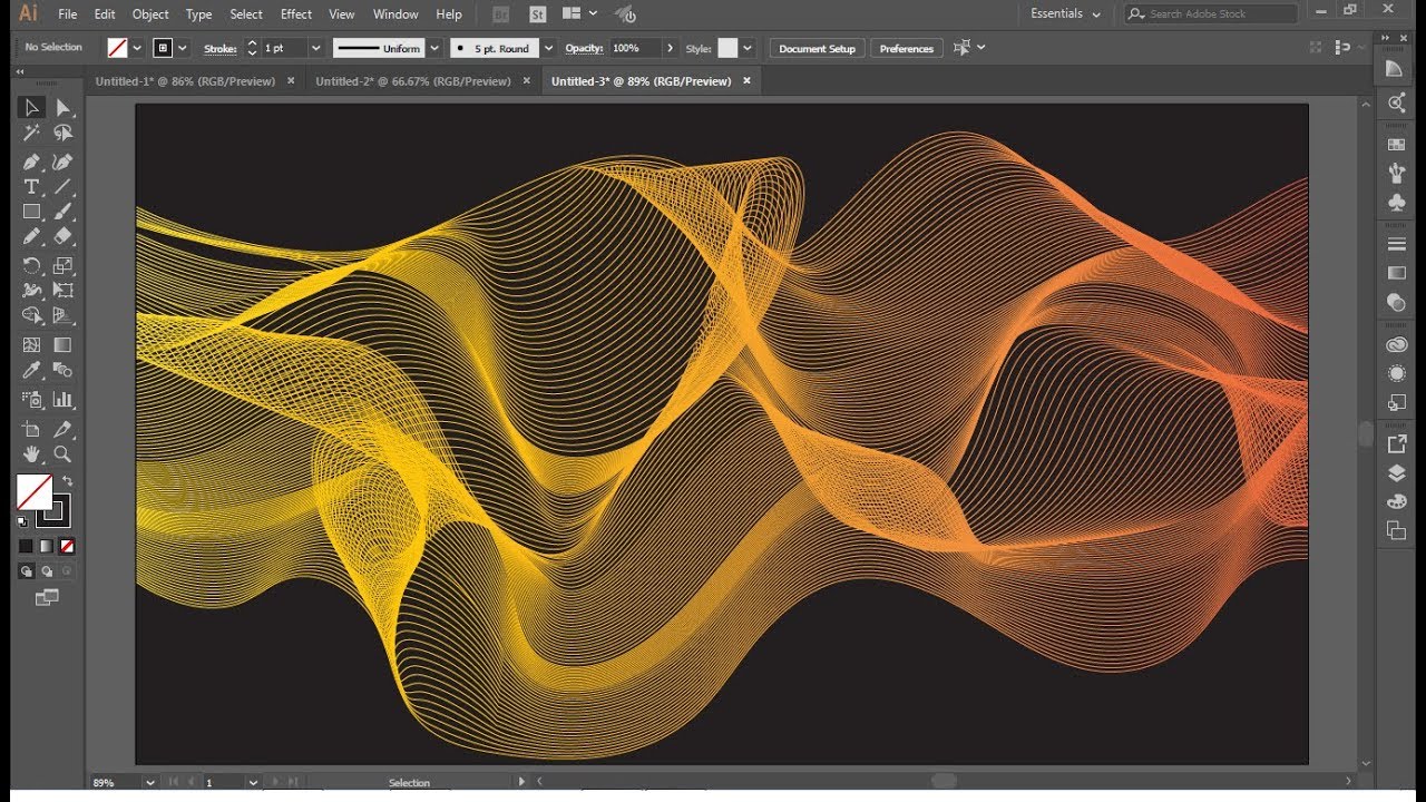 Geometric Line art tutorial | wave pattern illustrator | Abstract pattern illustrator
