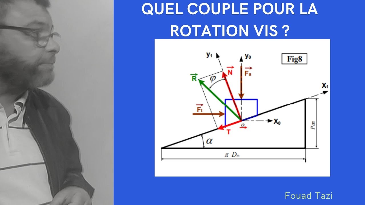 Video N°107 COMMENT CALCULER LE COUPLE NECESSAIRE POUR LA ROTATION D'UN SYSTEME VIS ECROU