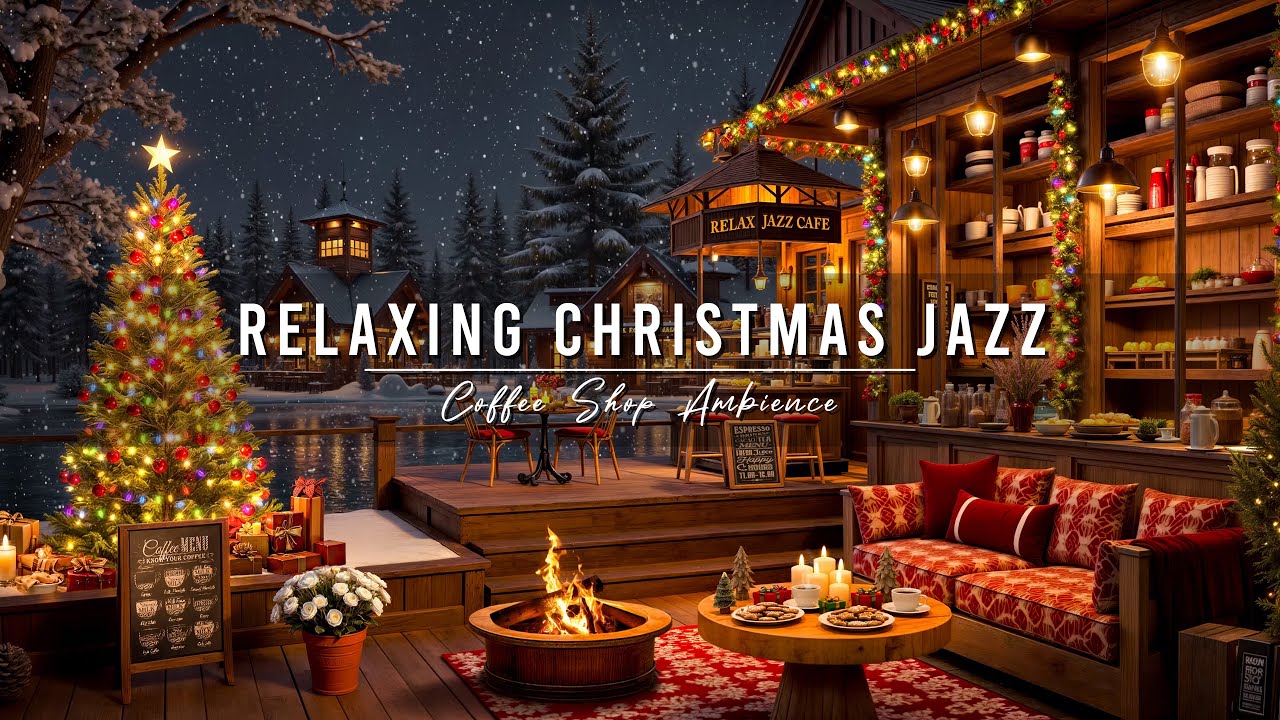 Relaxing Christmas Jazz in Lakeside 🎄 Christmas Coffee Shop Ambience & Warm Jazz Instrumental Music