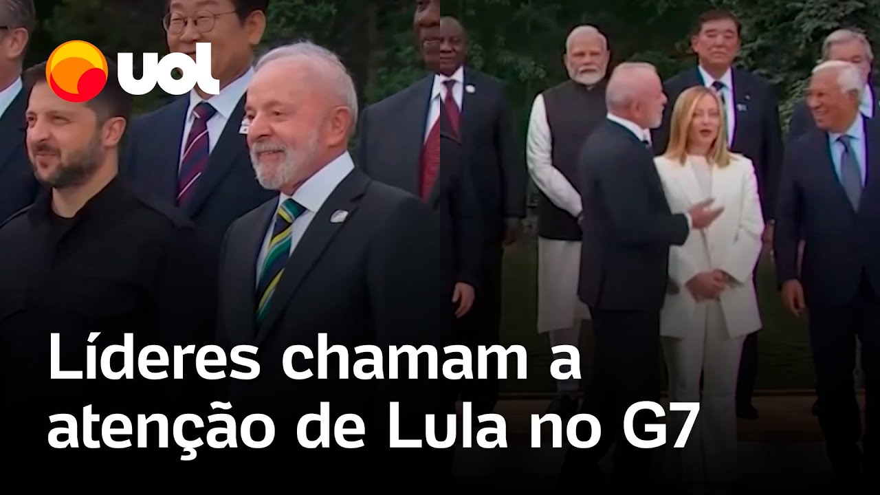 Lula se distrai durante foto do G7, e líderes chamam a atenção do brasileiro; vídeo flagra o momento