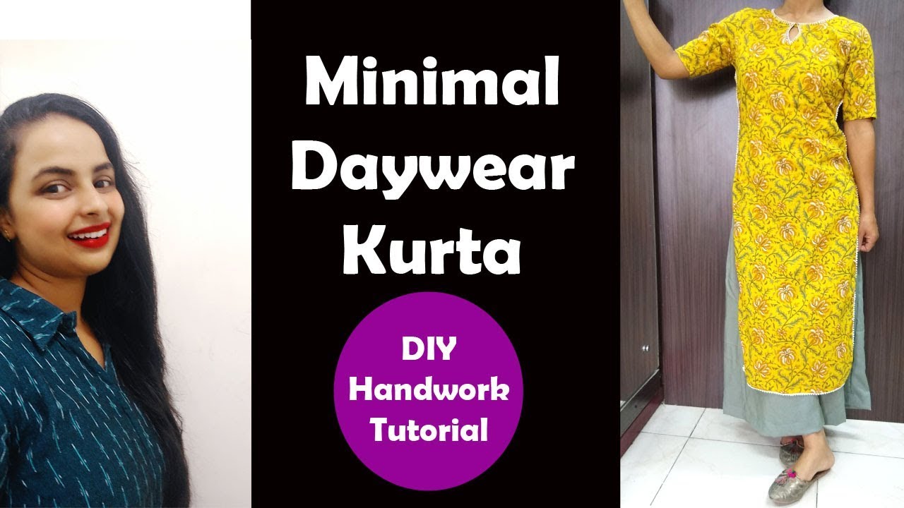 Floral Print Kurta with Minimal Design Details| Diy Handwork Tutorial
